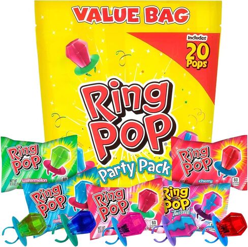 Ring Pop Individually Wrapped Bulk Lollipop Variety Party Pack – 50 Count Suckers w/ Assorted Fruity Flavors - Fun Bulk Candy for Kids - Hard Candy for Party Favors, Birthdays & Goodie Bags in Saudi Arabia