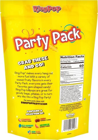 Ring Pop Individually Wrapped Bulk Lollipop Variety Party Pack – 50 Count Suckers w/ Assorted Fruity Flavors - Fun Bulk Candy for Kids - Hard Candy for Party Favors, Birthdays & Goodie Bags in Saudi Arabia