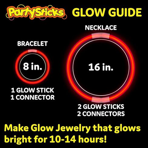 PartySticks 100 Ultra Bright Glow Sticks Bracelets and Necklaces - Premium Glow in the Dark Party Supplies and Decorations - Bulk 8" Glowsticks Party Favors Pack in Kuwait