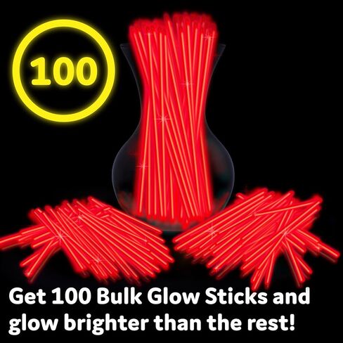 PartySticks 100 Ultra Bright Glow Sticks Bracelets and Necklaces - Premium Glow in the Dark Party Supplies and Decorations - Bulk 8" Glowsticks Party Favors Pack in Kuwait