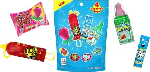 Candy Variety Pack - 18 Count Assorted Lollipops - Ring Pop, Push Pop, Baby Bottle Pop & Juicy Drop - Ideal for Birthdays, Party Favors, Celebrations & Candy Gifts by Bazooka Candy Brands in Saudi Arabia