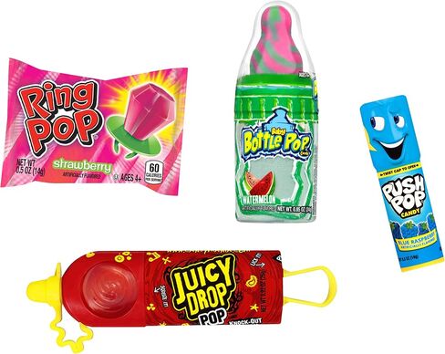 Candy Variety Pack - 18 Count Assorted Lollipops - Ring Pop, Push Pop, Baby Bottle Pop & Juicy Drop - Ideal for Birthdays, Party Favors, Celebrations & Candy Gifts by Bazooka Candy Brands in Saudi Arabia