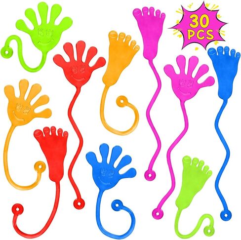 Sticky Hands Bulk 30 PCS Party Favors for Kids 4-8,8-12 Year Stretchy Sticky Hand Feet Goodie Bags Stuffers for Kids Small Mini Classroom Prizes Easter Basket Stuffers Bulk Birthday Party Slap Hand in Saudi Arabia