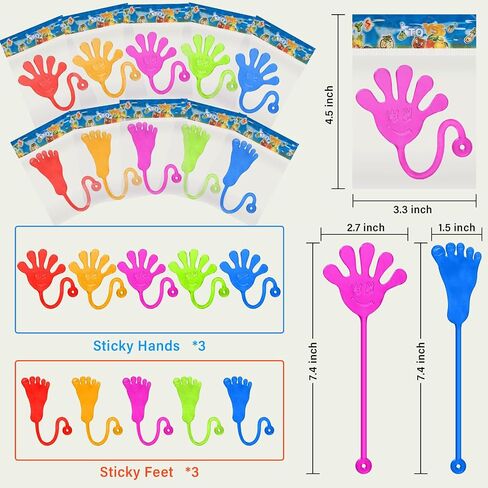 Sticky Hands Bulk 30 PCS Party Favors for Kids 4-8,8-12 Year Stretchy Sticky Hand Feet Goodie Bags Stuffers for Kids Small Mini Classroom Prizes Easter Basket Stuffers Bulk Birthday Party Slap Hand in Saudi Arabia
