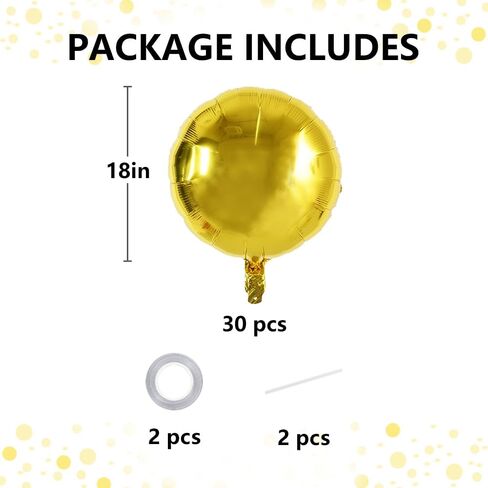 TONIFUL 30Pcs 18 Inch Large Colorful Round Shape Foil Balloons Big Colorful Circle Helium Mylar Ballons for Birthday Wedding Baby Shower Anniversary Engagement Party Decor Supplies in Kuwait