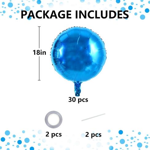 TONIFUL 30Pcs 18 Inch Large Colorful Round Shape Foil Balloons Big Colorful Circle Helium Mylar Ballons for Birthday Wedding Baby Shower Anniversary Engagement Party Decor Supplies in Kuwait