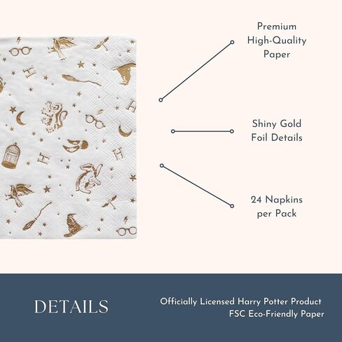 Harry Potter Paper Falkins - Hogwarts ™ House Large Paper Lapkins | مستلزمات حزب هاري بوتر | ديكور الجدول | هدايا لأعياد الميلاد وعيد الميلاد والأعياد | 24 حزمة (6.5 ") in Kuwait