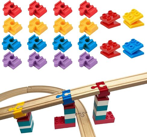 Wooden Train Track Accessories, 40 pcs Wooden Track Connector, Compatible with All Major Brands Wood Train Track, Christmas Birthday Gift for Boys Girls, Train Toys Expansion Pack for Kids Ages 3+ in Saudi Arabia