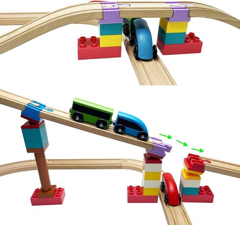 Wooden Train Track Accessories, 40 pcs Wooden Track Connector, Compatible with All Major Brands Wood Train Track, Christmas Birthday Gift for Boys Girls, Train Toys Expansion Pack for Kids Ages 3+ in Saudi Arabia
