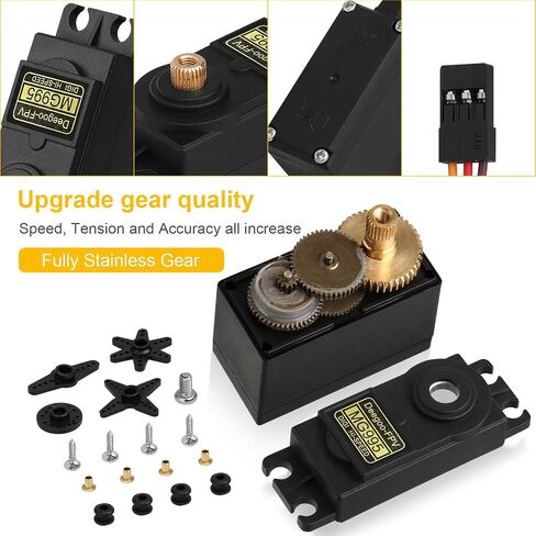 4PCS Servo Motor MG995 Control Angle180 Metal Gear Servo 20KG Digital High Speed Torque Servo Motor for Smart Car Robot Boat RC Helicopter in Kuwait
