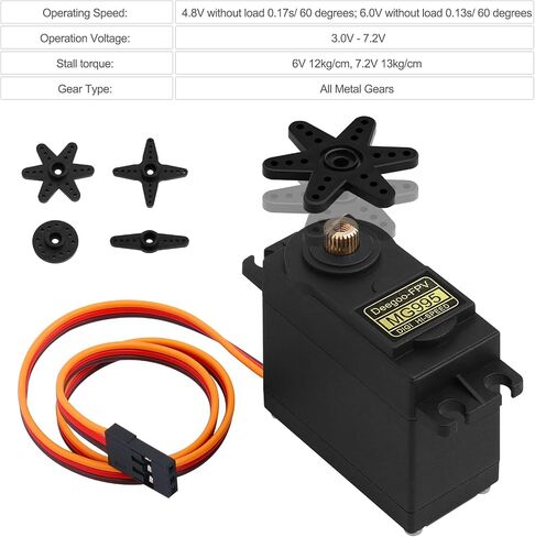 4PCS Servo Motor MG995 Control Angle180 Metal Gear Servo 20KG Digital High Speed Torque Servo Motor for Smart Car Robot Boat RC Helicopter in Kuwait