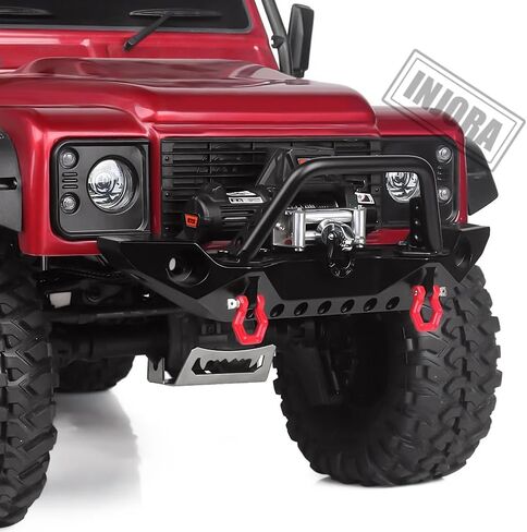 INJORA Metal Automatic Winch Wireless Remote Controller System for 1:10 RC Crawler Car Axial SCX10 90046 TRX4 Redcat (Red) in Saudi Arabia