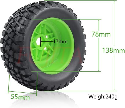 fujita 138MM OD 1/7 1/8 RC Short Course Truck Tyres Set All-Terrain Performance Tyres for TRX UDR 85086-4 ARRMA Mojave EXB YK4072 YKDF7 YK4073 TB7 (White) in Saudi Arabia