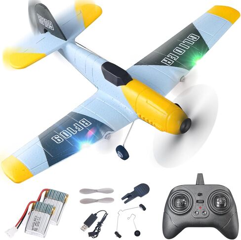 BEZGAR HQ089 RC Plane, Drones for Kids, 6-axis Gyro Remote Control Airplane, RC Helicopter, Easy Control for Beginners Toys with Colorful LED Navigation Lights in Saudi Arabia