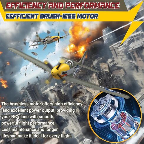 LEAMBE 4 Channel RC Plane, Ready to Fly Aerobatic Aircraft, Easy Control for Beginners, P51 Mustang RC Airplane Best Gift for Adults in Kuwait