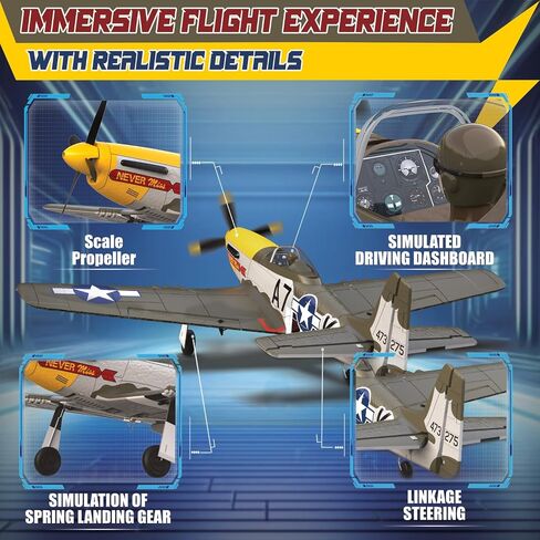 LEAMBE 4 Channel RC Plane, Ready to Fly Aerobatic Aircraft, Easy Control for Beginners, P51 Mustang RC Airplane Best Gift for Adults in Kuwait