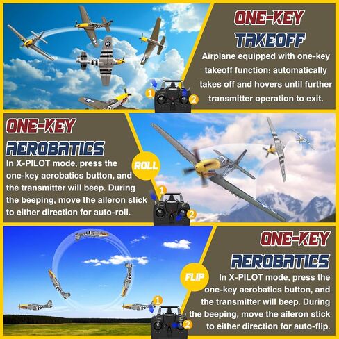 LEAMBE 4 Channel RC Plane, Ready to Fly Aerobatic Aircraft, Easy Control for Beginners, P51 Mustang RC Airplane Best Gift for Adults in Kuwait