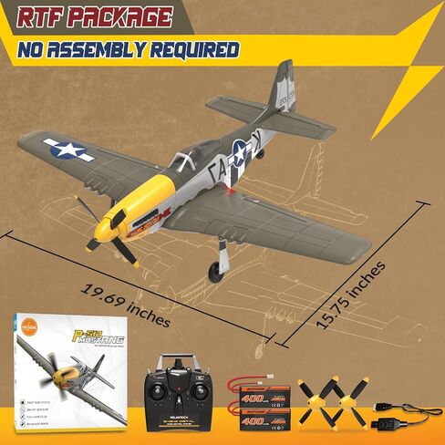 LEAMBE 4 Channel RC Plane, Ready to Fly Aerobatic Aircraft, Easy Control for Beginners, P51 Mustang RC Airplane Best Gift for Adults in Kuwait
