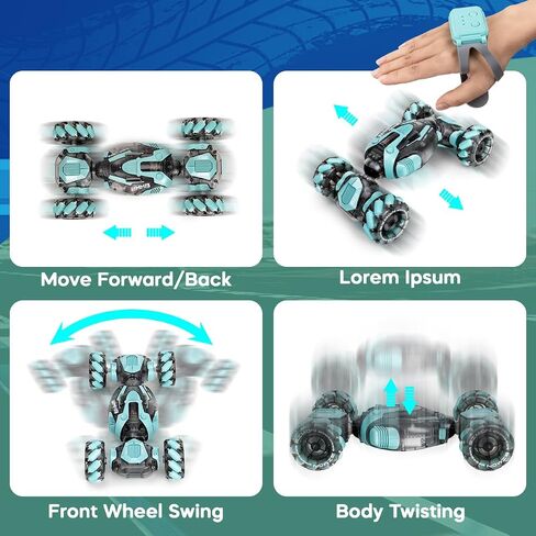 Gesture Sensing RC Stunt Car - Best Gifts for Boys 6-12 Year Old 360° Rotating 4WD Remote Control Transform Hand Controlled Car Birthday Presents for Kids Age 7 8 9 10 11 yr in Kuwait