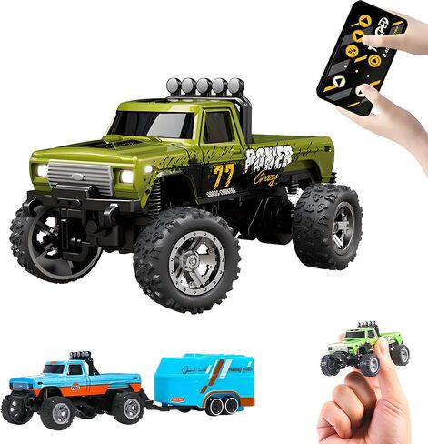Mini Rc Truck, 1:64 Scale Monster Truck Remote Control Car with Lights, 2.4Ghz Remote Control, Mini Alloy Monster Truck Rc, Speed/Steering Adjustable (Grey) in Kuwait