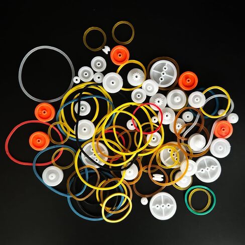 84PCS Belt Pulley Set 2MM Hole Plastic Belt Pulley with Rubber Band for DIY Model Toy RC Car Robot Airplane Accessories in Kuwait