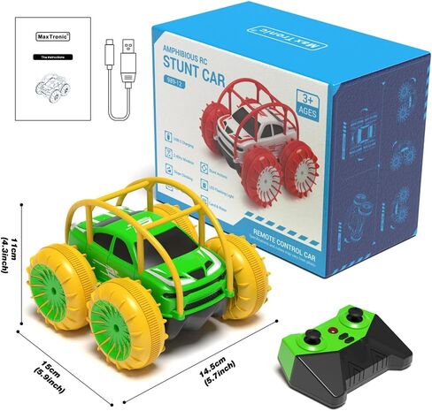 سيارة التحكم عن بعد Maxtronic البرمائية ، لعبة RC Cars القابلة لإعادة الشحن لعبة 360 درجة تقلب التناوب زاحف 15 كم/ساعة 4WD جميع التضاريس في الهواء الطلق لعبة داخلية للأطفال فتيات الفتيات 3-12 in Saudi Arabia