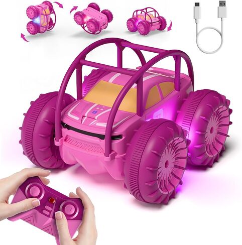 سيارة التحكم عن بعد Maxtronic البرمائية ، لعبة RC Cars القابلة لإعادة الشحن لعبة 360 درجة تقلب التناوب زاحف 15 كم/ساعة 4WD جميع التضاريس في الهواء الطلق لعبة داخلية للأطفال فتيات الفتيات 3-12 in Saudi Arabia