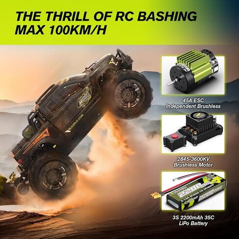 1/14 Brushless Fast RC Cars for Adults, Top Speed 60+ MPH RC Truck, All Terrain Remote Control Car Hobby Off-Road Remote Control Truck 4x4 Electric Vehicle Monster Trucks with 3S Battery in Saudi Arabia