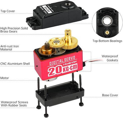 20KG RC Servo High Torque Servo Motors, Waterproof Full Metal Gear Steering Servo for 1/6 1/8 1/10 1/12 RC Car Robot DIY, Digital Servo with 25T Servo Horn, Control Angle 180° in Saudi Arabia