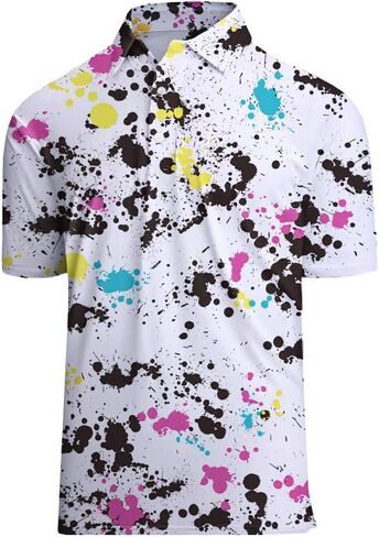 Golf Shirts for Men Printed Performance Moisture Wicking Short Sleeve Dry Fit Polo Shirts in Saudi Arabia