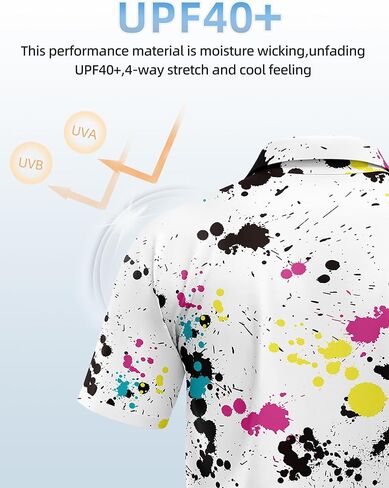 Golf Shirts for Men Printed Performance Moisture Wicking Short Sleeve Dry Fit Polo Shirts in Saudi Arabia