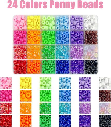 LIS HEGENSA Pony Beads Bulk,Kandi Beads for Necklace Jewelry Making Hair Braiding,Bracelets Making Kits,Hair Bead,Bracelet Beads,Plastic Beads for Crafts Braids Girls (96 Color,4500PCS) in Saudi Arabia