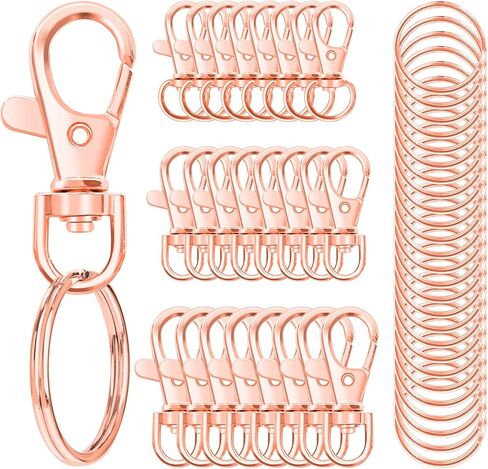 100PCS Swivel Snap Hooks with Key Rings, Premium Metal Swivel Lobster Claw Clasps Assorted Sizes (Large, Medium, Small) for Keychain Clip Lanyard, Jewelry Making, Crafts, Silver in Kuwait