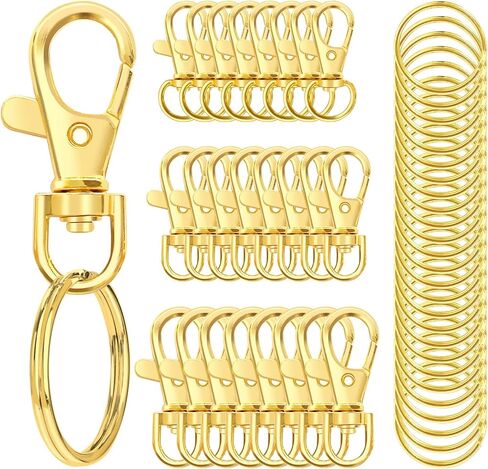 100PCS Swivel Snap Hooks with Key Rings, Premium Metal Swivel Lobster Claw Clasps Assorted Sizes (Large, Medium, Small) for Keychain Clip Lanyard, Jewelry Making, Crafts, Silver in Kuwait