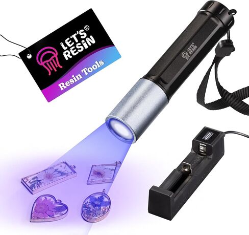 LET'S RESIN UV Light for Resin Curing, Portable Mini 365nm UV Flashlight Black Light, Faster Cure LED Waterproof UV Lamp Rechargeable for Resin Molds, Pet Urine, Dry Stains, Bed Bug in Kuwait