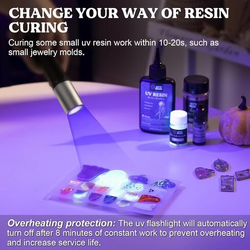 LET'S RESIN UV Light for Resin Curing, Portable Mini 365nm UV Flashlight Black Light, Faster Cure LED Waterproof UV Lamp Rechargeable for Resin Molds, Pet Urine, Dry Stains, Bed Bug in Kuwait