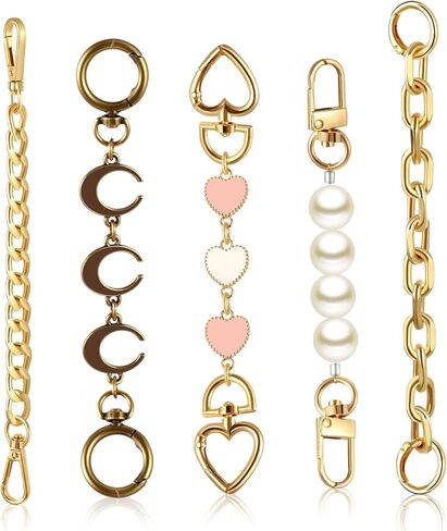Remuuly 5 Pcs Purse Strap Extender Golden Bag Extender Chain Metal Bag Replacement Handbag Chain Purse Making Supplies (Stylish) in Kuwait