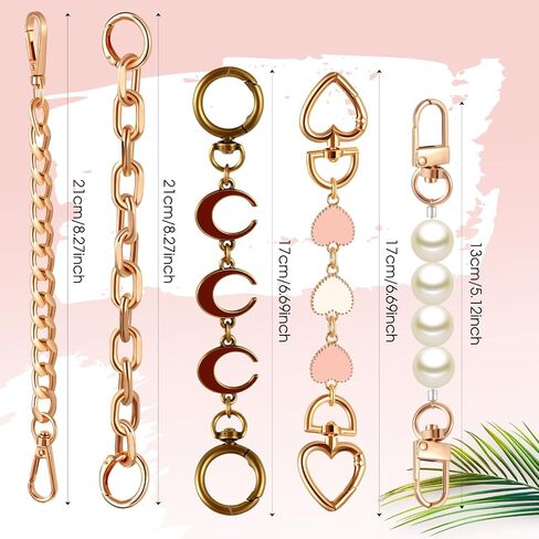Remuuly 5 Pcs Purse Strap Extender Golden Bag Extender Chain Metal Bag Replacement Handbag Chain Purse Making Supplies (Stylish) in Kuwait