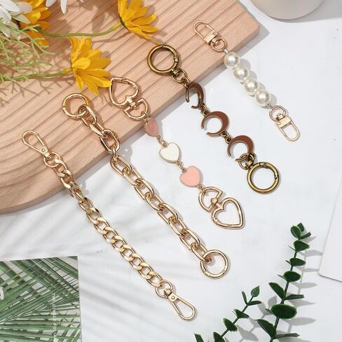 Remuuly 5 Pcs Purse Strap Extender Golden Bag Extender Chain Metal Bag Replacement Handbag Chain Purse Making Supplies (Stylish) in Kuwait