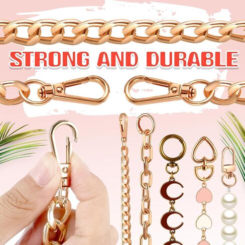 Remuuly 5 Pcs Purse Strap Extender Golden Bag Extender Chain Metal Bag Replacement Handbag Chain Purse Making Supplies (Stylish) in Kuwait