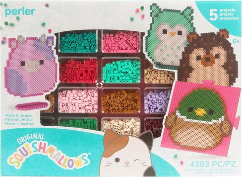 Perler Squishmallows Fused Bead Activity Kit with 5 Unique Patterns, Finished Project Sizes Vary, Multicolor 4393 Pieces in Kuwait