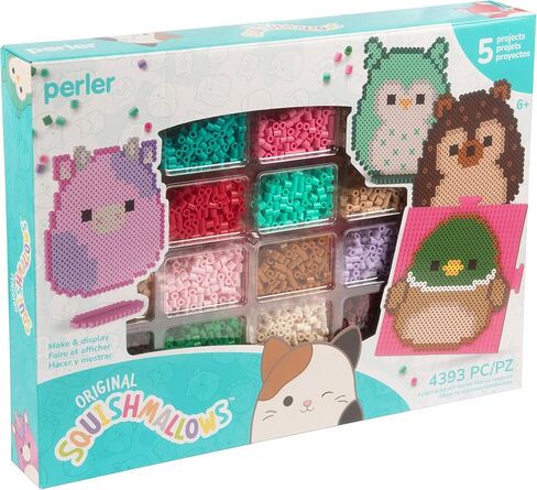 Perler Squishmallows Fused Bead Activity Kit with 5 Unique Patterns, Finished Project Sizes Vary, Multicolor 4393 Pieces in Kuwait