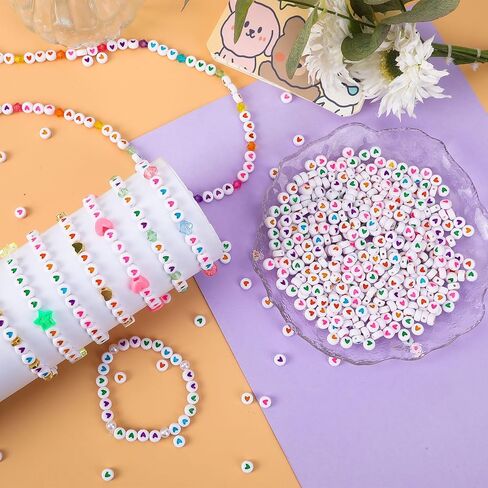 Augshy 700Pcs Star Pony Beads, Large Hole Star Shape Spacer Beads Rainbow Beads for Birthday 4th of July Pride Party Decorate Jewelry Making Necklace Friendship Hair Beads in Kuwait