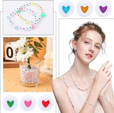 Augshy 700Pcs Star Pony Beads, Large Hole Star Shape Spacer Beads Rainbow Beads for Birthday 4th of July Pride Party Decorate Jewelry Making Necklace Friendship Hair Beads in Kuwait