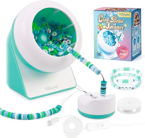 Tilhumt Clay Bead Spinner, Electric Bead Spinner for Jewelry Making, Friendship Bracelets Maker with Needle and Elastic String, Gift for Girls, Patent Design, Pink (Beads Not Included) in Saudi Arabia