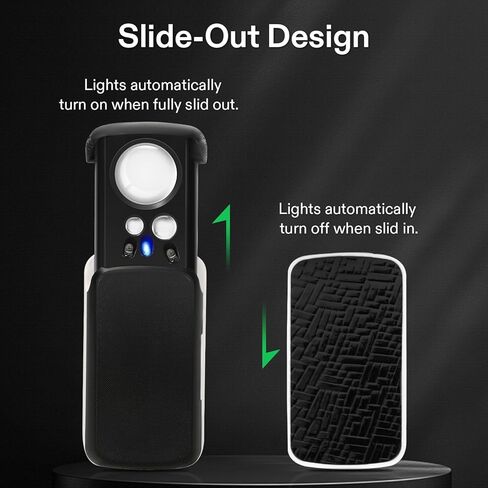 VIVOSUN Slide-Out Jewelry Loupe Magnifier 30X 60X 90X LED Lighted Eye Loupe with UV Light for Jewelry, Diamonds, Gems, Coins, Stamps, Rocks, Black in Kuwait