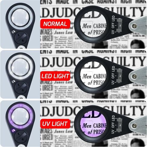 Gain Express Jewelers Loupe Magnifier, Jewelry Loop Magnifier with Light, Hastings Triplet Loupe 10X for Coin, Gem, Stamp, Diamond etc (White LED & UV Light) in Saudi Arabia
