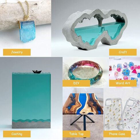 Epoxy Resin, Demorex Resin Kit Crystal Clear-Not Yellowing and No Bubble Self Leveling Easy Mix 1:1 Casting & Coating for DIY Jewelry Making, Art Crafts, Wood & Resin Molds (17oz) in Saudi Arabia