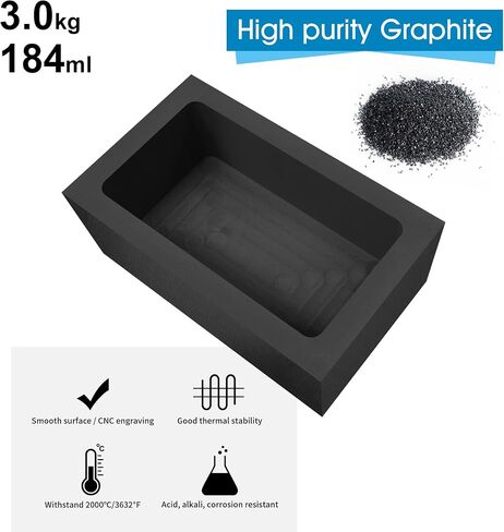 GanFindX Graphite Ingot Mold Crucible Mould for Gold Silver Copper Brass Aluminum Metal Melting Casting Refining Ingot Molds (6kg / 312ml, 10.6 oz / 7 x 2.8 x 2 Inch, 1 Piece) in Saudi Arabia