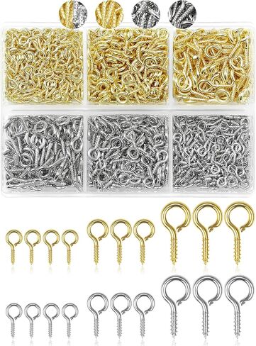 320pcs FIVEIZERO Stainless Steel Small Screw Eye Pins for Jewelry Making & DIY Crafts, Mini Eyelet Screws for Art Projects & Bead Charms, Tiny Eye Hooks & Screw Eyes for Crafts (Silver,3 Sizes) in Kuwait